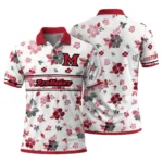 Miami Redhawks Polo Shirt Customized Floral Pinstripe Red White Best Selling