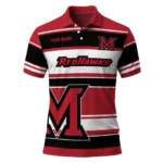 Miami Redhawks Polo Shirt Customized Horizontal Blocks Red Best Selling