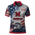 Miami Redhawks Polo Shirt Customized Star Brushstrokes Red Blue Best Selling
