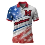 Miami Redhawks Polo Shirt Customized Star Stripes Red Blue Best Selling