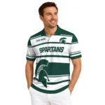Michigan State Spartans Polo Shirt Personalized Horizontal Blocks Green Best Selling