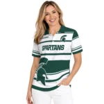 Michigan State Spartans Polo Shirt Personalized Horizontal Blocks Green Best Selling