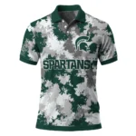 Michigan State Spartans Polo Shirt Personalized Pixel Camo Green Best Selling