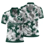 Michigan State Spartans Polo Shirt Personalized Pixel Camo Green Best Selling