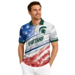 Michigan State Spartans Polo Shirt Personalized Star Stripes Red Blue Best Selling