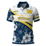 Michigan Wolverines Polo Shirt Custom Floral Angles Blue White Best Selling