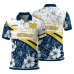 Michigan Wolverines Polo Shirt Custom Floral Angles Blue White Best Selling