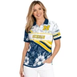Michigan Wolverines Polo Shirt Custom Floral Angles Blue White Best Selling