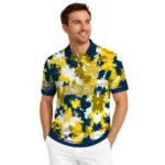 Michigan Wolverines Polo Shirt Custom Pixel Camo Blue Best Selling