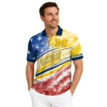 Michigan Wolverines Polo Shirt Custom Star Stripes Red Blue Best Selling