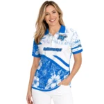 Middle Tennessee Blue Raiders Polo Shirt Custom Floral Angles Blue White Best Selling