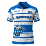 Middle Tennessee Blue Raiders Polo Shirt Custom Horizontal Blocks Blue Best Selling