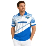 Middle Tennessee Blue Raiders Polo Shirt Custom Slanted Stripes Blue White Best Selling