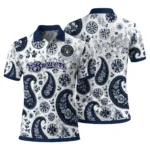 Milwaukee Brewers Polo Shirt Personalized Paisley Florals Navy Blue White Best Selling