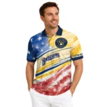 Milwaukee Brewers Polo Shirt Personalized Star Stripes Red Blue Best Selling