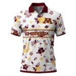 Minnesota Golden Gophers Polo Shirt Customized Floral Pinstripe Maroon White Best Selling