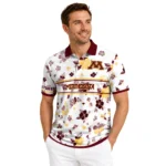 Minnesota Golden Gophers Polo Shirt Customized Floral Pinstripe Maroon White Best Selling