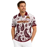 Minnesota Golden Gophers Polo Shirt Customized Paisley Florals Maroon White Best Selling