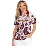 Minnesota Golden Gophers Polo Shirt Customized Paisley Florals Maroon White Best Selling
