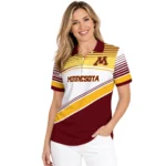 Minnesota Golden Gophers Polo Shirt Customized Slanted Stripes Maroon White Best Selling