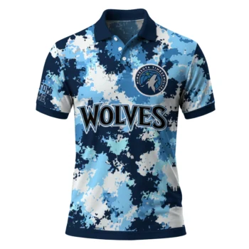 Minnesota Timberwolves Polo Shirt - Customized Pixel Camo Midnight Blue