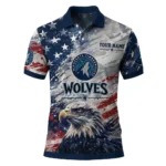 Minnesota Timberwolves Polo Shirt - Customized Star Brushstrokes Midnight Blue