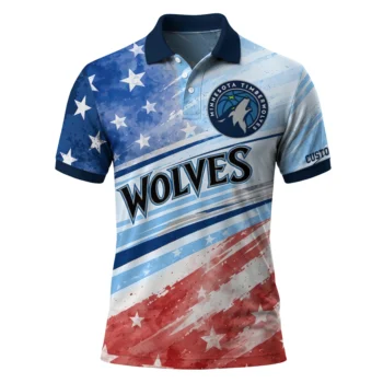 Minnesota Timberwolves Polo Shirt - Customized Star Stripes Red Blue