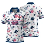 Minnesota Twins Polo Shirt Custom Floral Pinstripe Navy White Best Selling