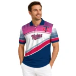 Minnesota Twins Polo Shirt Custom Slanted Stripes Navy White Best Selling