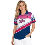 Minnesota Twins Polo Shirt Custom Slanted Stripes Navy White Best Selling