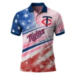 Minnesota Twins Polo Shirt Custom Star Stripes Red Blue Best Selling