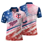 Minnesota Twins Polo Shirt Custom Star Stripes Red Blue Best Selling