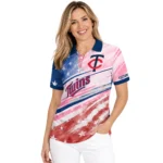 Minnesota Twins Polo Shirt Custom Star Stripes Red Blue Best Selling