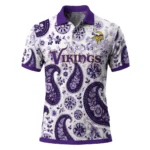 Minnesota Vikings Polo Shirt Custom Paisley Florals Purple White Best Selling