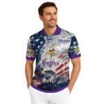 Minnesota Vikings Polo Shirt Custom Star Brushstrokes Purple Blue Best Selling