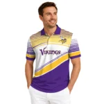 Minnesota Vikings Polo Shirt Customized Slanted Stripes Purple White Best Selling