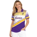 Minnesota Vikings Polo Shirt Customized Slanted Stripes Purple White Best Selling