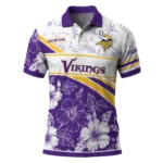 Minnesota Vikings Polo Shirt Personalized Floral Angles Purple White Best Selling