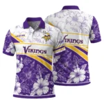 Minnesota Vikings Polo Shirt Personalized Floral Angles Purple White Best Selling