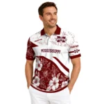 Mississippi State Bulldogs Polo Shirt Customized Floral Angles Maroon White Best Selling
