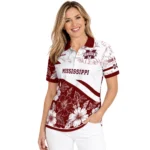 Mississippi State Bulldogs Polo Shirt Customized Floral Angles Maroon White Best Selling