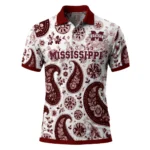Mississippi State Bulldogs Polo Shirt Customized Paisley Florals Maroon White Best Selling