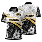 Missouri Tigers Polo Shirt Personalized Floral Angles Black White Best Selling