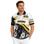 Missouri Tigers Polo Shirt Personalized Floral Angles Black White Best Selling
