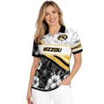 Missouri Tigers Polo Shirt Personalized Floral Angles Black White Best Selling