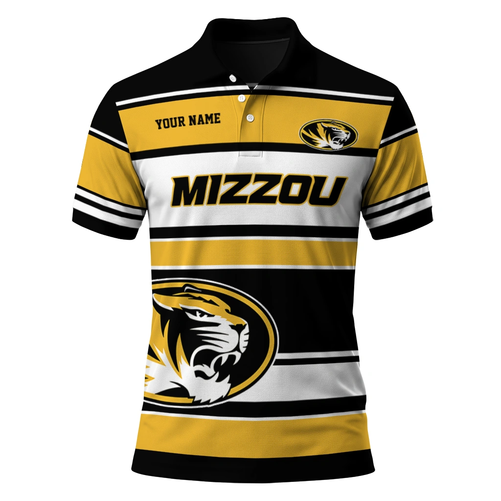 Missouri Tigers Polo Shirt Personalized Horizontal Blocks Black Best Selling Missouri Tigers Polo Shirt Personalized Horizontal Blocks Black Best Selling