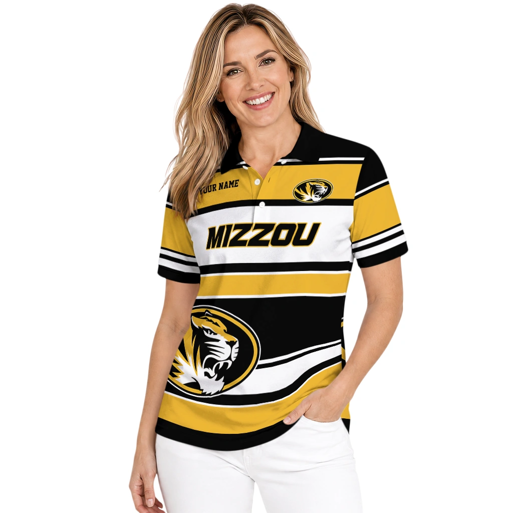 Missouri Tigers Polo Shirt Personalized Horizontal Blocks Black Latest Model Missouri Tigers Polo Shirt Personalized Horizontal Blocks Black Latest Model