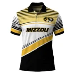 Missouri Tigers Polo Shirt Personalized Slanted Stripes Black White Best Selling