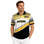 Missouri Tigers Polo Shirt Personalized Slanted Stripes Black White Best Selling