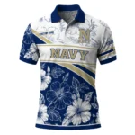 Navy Midshipmen Polo Shirt Customized Floral Angles Blue White Best Selling